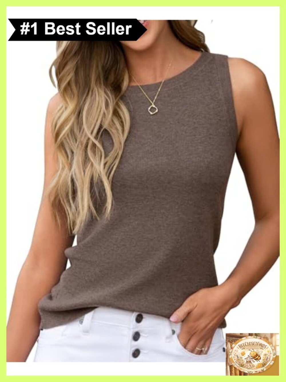 Wool Blend Sleeveless Tank Top Slim Fit Business Casual Crew Neck